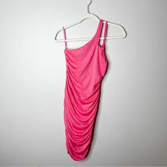 Superdown Jayden One Shoulder Mini Dress in Pink Glitter - Picture 4 of 9
